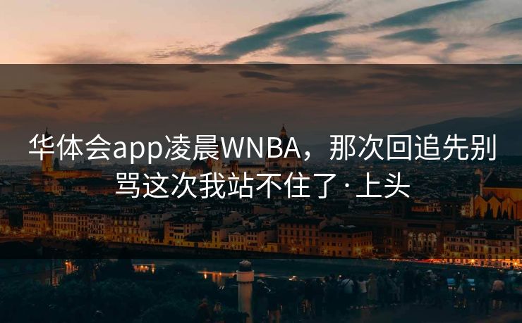 华体会app凌晨WNBA,那次回追先别骂这次我站不住了·上头 华体会app凌晨WNBA,那次回追先别骂这次我站不住了·上头